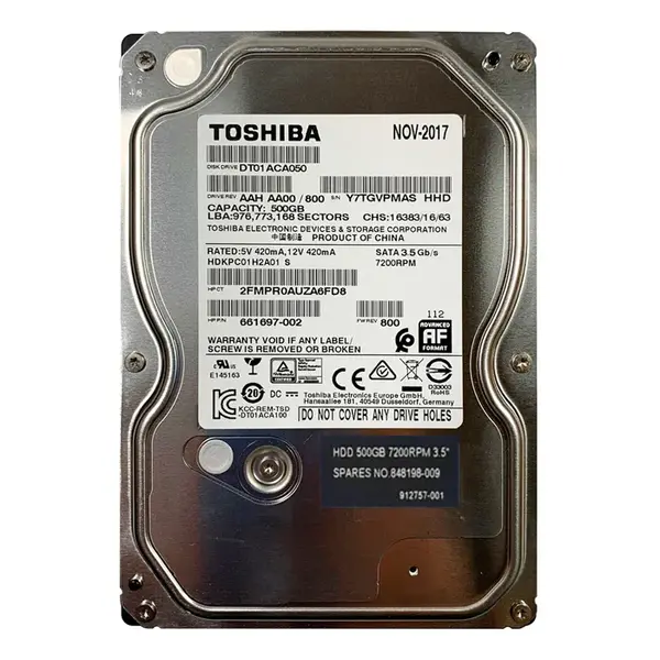 912757-001 HP 500GB 7200RPM SATA 6Gb/s 32MB Cache 3.5-Inch Hard Drive
