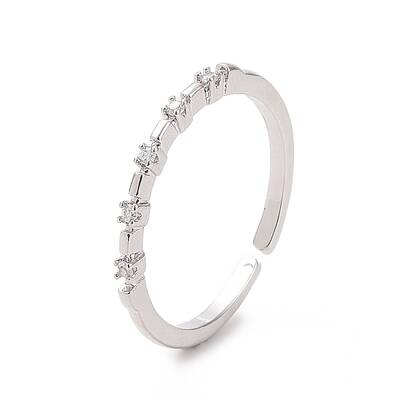 Clear Cubic Zirconia Thin Open Cuff Ring