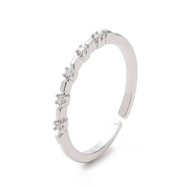 Clear Cubic Zirconia Thin Open Cuff Ring