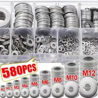 Stainless Steel Washer Assortment Kit, 580pcs Washer Assortment Kit, Fastener & Hooks for Home, Factory, Ring Screw, Hardware...