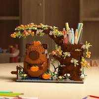 Creative Kapibala Blocks Building Blocks Pen Holder, 1 Set DIY Building Blocks Kit, Desktop Ornament for Home & Office, Creat...