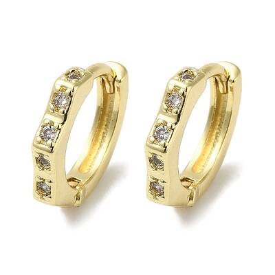 Rack Plating Brass Micro Pave Clear Cubic Zirconia Huggie Hoop Earrings for Women