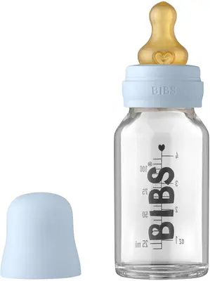 BIBS Baby Glass Bottle 110ml Baby Bottle Blue 110ml