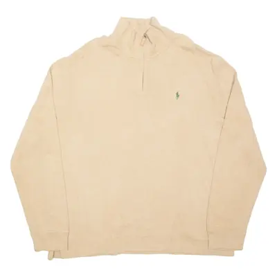 POLO RALPH LAUREN Mens Jumper Beige 1/4 Zip Tight Knit 2XL