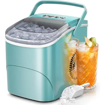 ZAFRO Ice Makers Countertop,26Lbs/24H,9 Cubes in 6 Mins,Portable Ice Maker Machine with Self-Cleaning,2 Sizes of Bullet Ice,P...