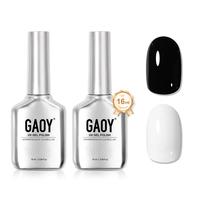 GAOY Black and White Gel Nail Polish, Soak Off UV Gel Polish Set for Nail Art DIY Manicure at Home, 16ml 2pcs nails