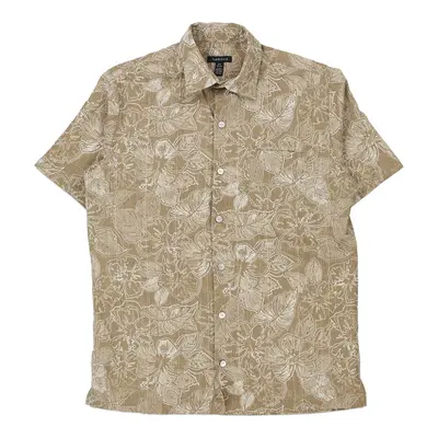 Van Heusen Floral Hawaiian Shirt - Small Beige Polyester