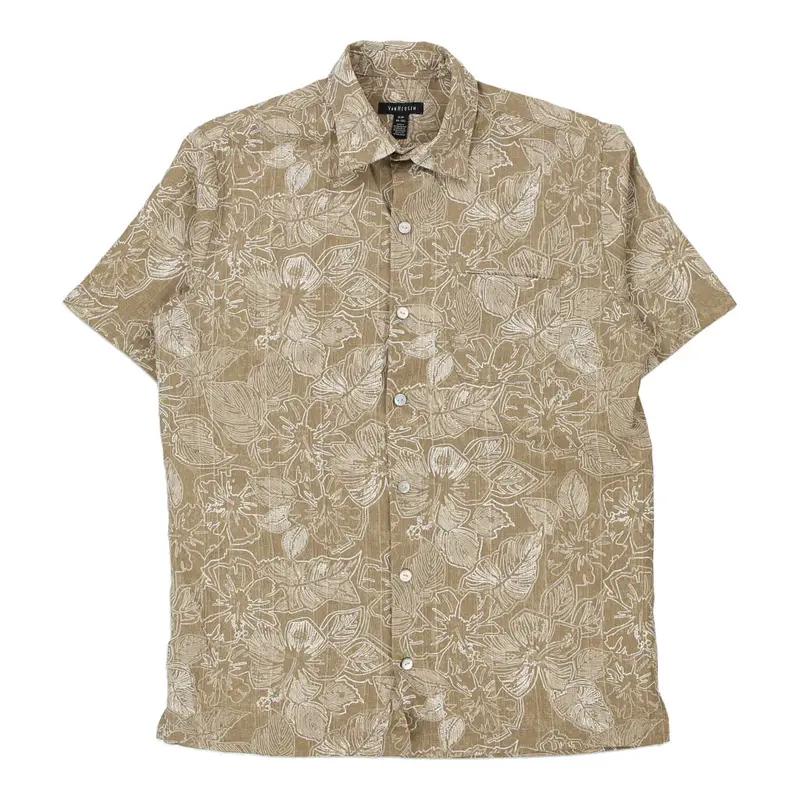 Van Heusen Floral Hawaiian Shirt - Small Beige Polyester