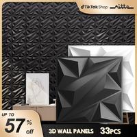 Nitte 33PCS PVC 3D Wall Panels with Diamond Design 11.8\