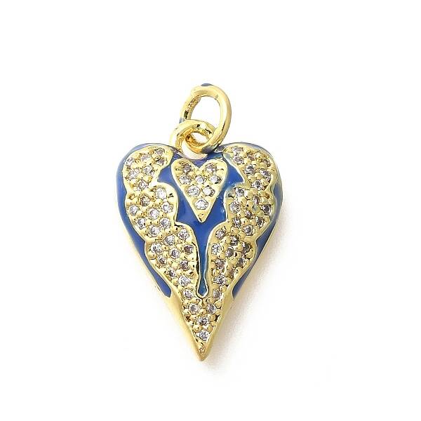 Brass Micro Pave Clear Cubic Zirconia Enamel Pendants