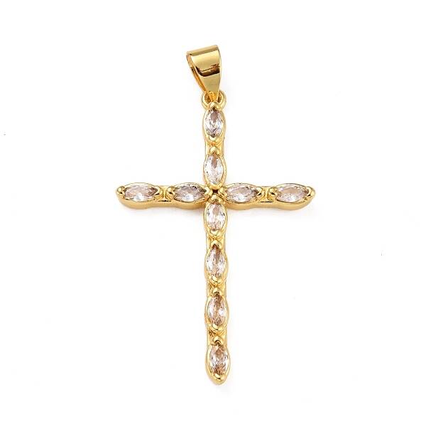 Brass Micro Pave Clear Cubic Zirconia Pendants