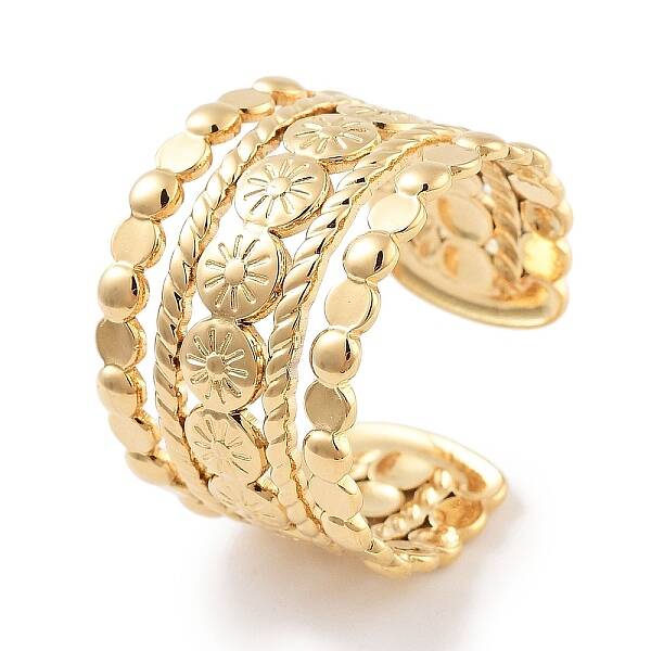 304 Stainless Steel Flower Open Cuff Rings