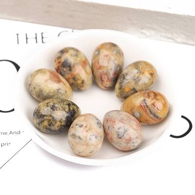 Natural Crazy Agate Egg Figurines Statues for Home Office Desktop Decoration
