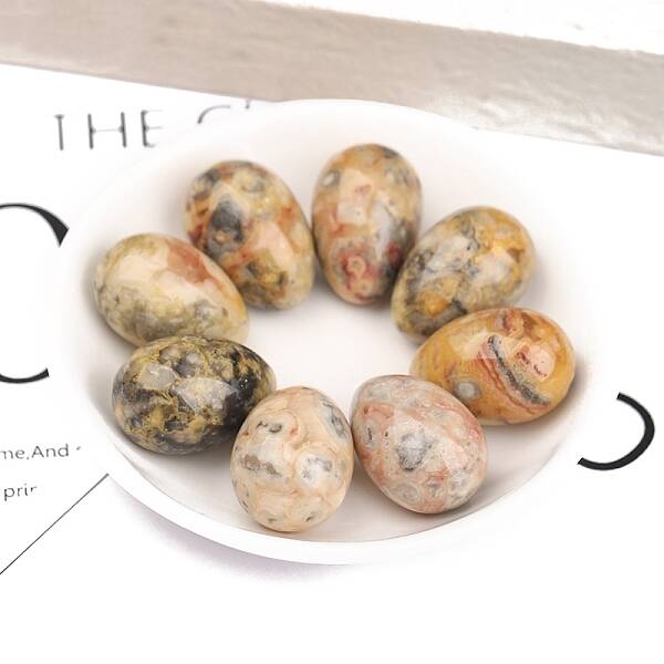 Natural Crazy Agate Egg Figurines Statues for Home Office Desktop Decoration