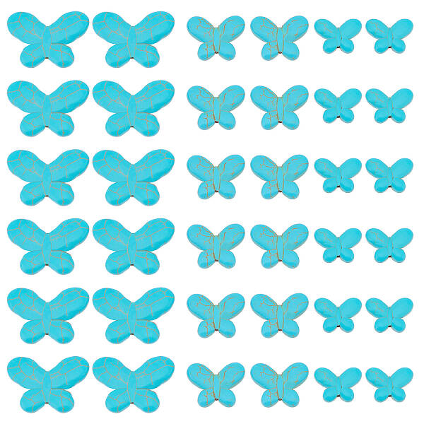 42Pcs 3 Style Synthetic Turquoise Beads