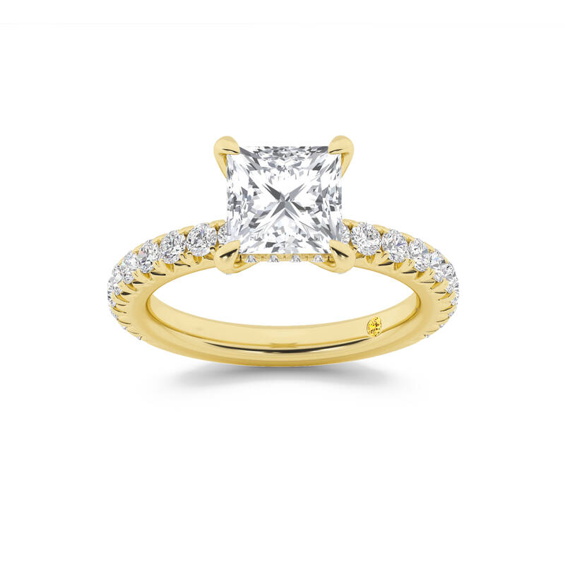 Embers Three Quarter Coverage Hidden Halo Princess Cut Lab Grown Diamond Engagement Ring | 18K Yellow Gold 2 3/8 CT. TW.