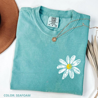 Comfort Colors Daisy T-Shirt, Retro Floral Tee, Short Sleeve Shirt, Women's Print Casual Top, Cotton Fabric Outfits