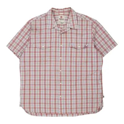 Timberland Checked Short Sleeve Shirt - 2XL Red Cotton