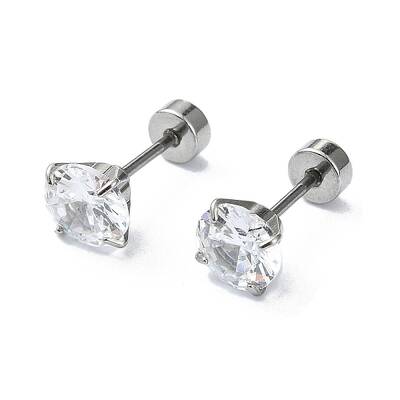 304 Stainless Steel Crystal Rhinestone Ear False Plugs