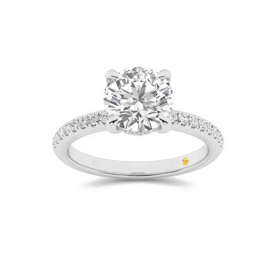 Aurelia Three Quarter Coverage Hidden Halo Round Lab Grown Diamond Engagement Ring | 18K White Gold 2 1/10 CT. TW.