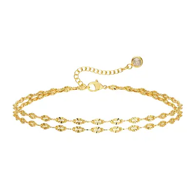Tewiky 14K Gold Plated Lips Ankle Copper Bracelets for Women Dainty 14k Gold/Silver Plated Waterproof Layered Anklets Trendy ...