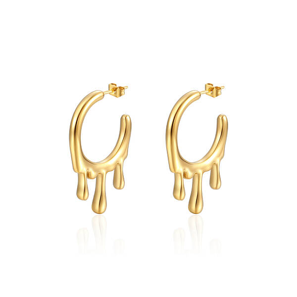 Fashionable French Stainless Steel Teardrop Pendant Earrings for Women's Daily Wear
