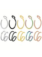 10pcs Stainless Steel Fake Nose Rings, No Piercing Nose Hoop Cuff Rings on Lip Ear, Body Jewelry for Men & Women