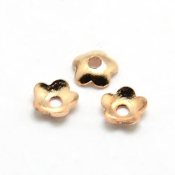 5-Petal Brass Tiny Flower Bead Caps