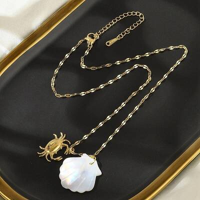 Summer Beach Natural Shell & 304 Stainless Steel Pendant Necklaces for Women