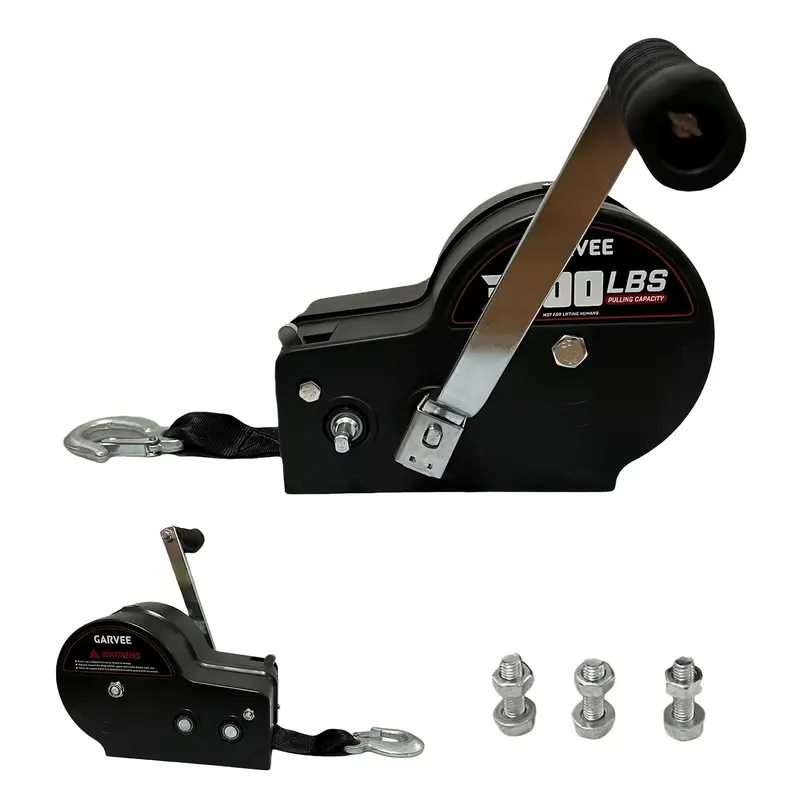 Garvee 3500lbs Heavy Duty Boat Trailer Winch with 33ft Strap, 4:1/8:1 Gear Ratio Hand Winch, Portable Hand Crank Winch for To...