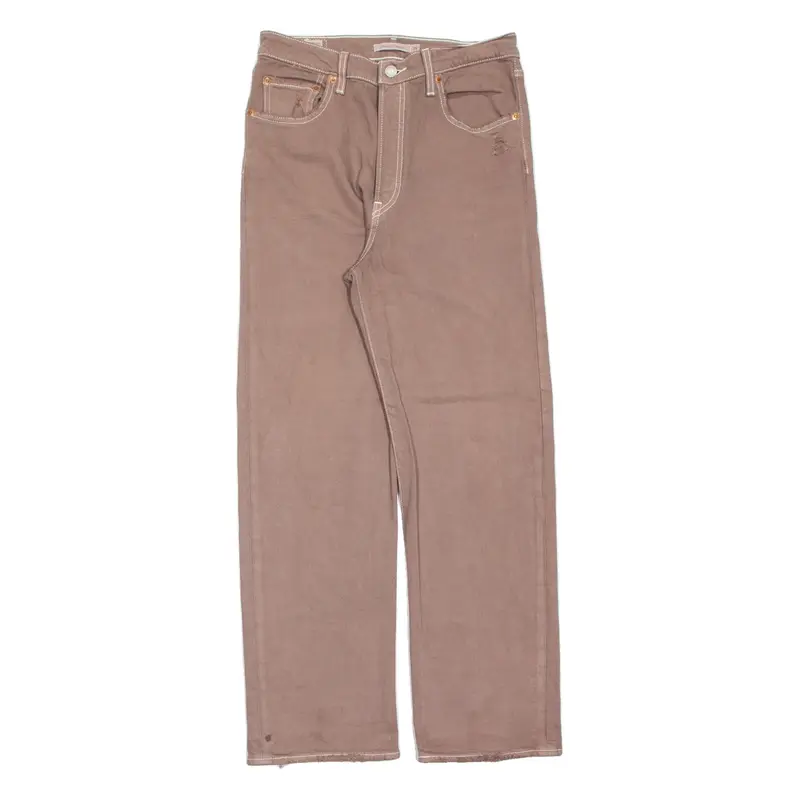 LEVI'S Distressed Rib Cage BIG E Womens Jeans Pink Slim Straight W29 L29