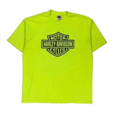Harley Davidson Graphic T-Shirt - 2XL Yellow Polyester Blend
