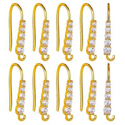 20Pcs Brass Micro Pave Clear Cubic Zirconia Earring Hooks