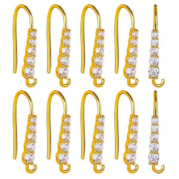 20Pcs Brass Micro Pave Clear Cubic Zirconia Earring Hooks