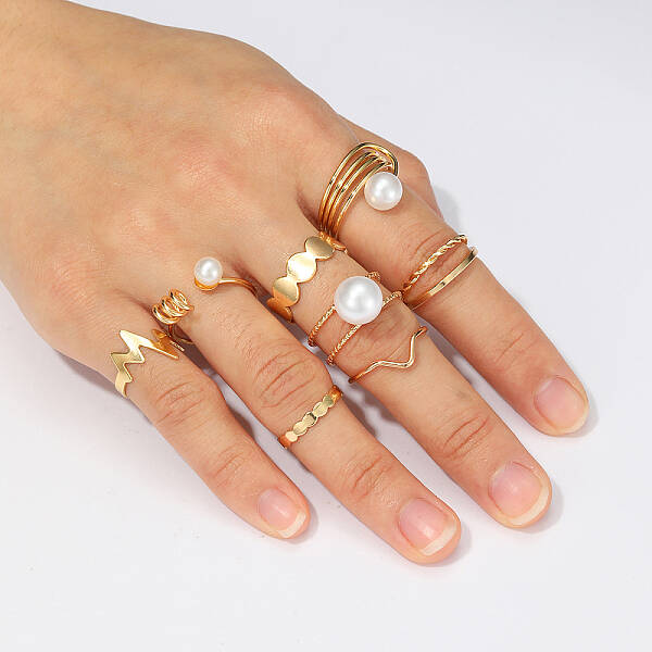 Elegant Vintage 8Pcs Real 18K Gold Plated Alloy Fashion Ring Sets