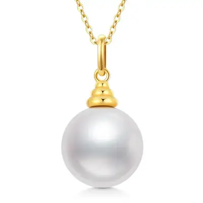 14K Gold Moissanite & Pearl Couple Pendant Necklace