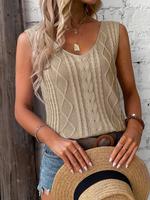 Women's Solid Color Sweater Vest, Casual Sleeveless Knit Top for Summer, Fashion Women's Knitwear for Daily Wear