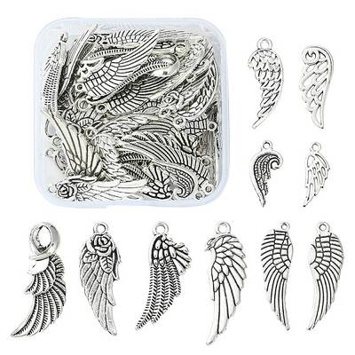 50Pcs 10 Styles Tibetan Style Alloy Pendants