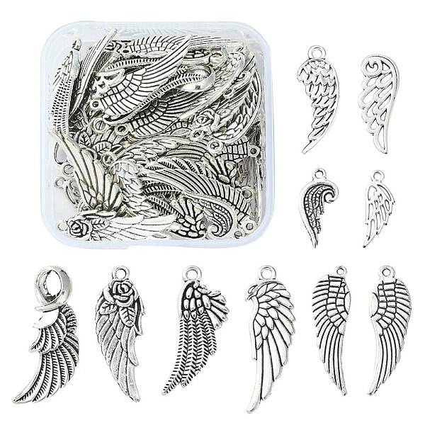 50Pcs 10 Styles Tibetan Style Alloy Pendants