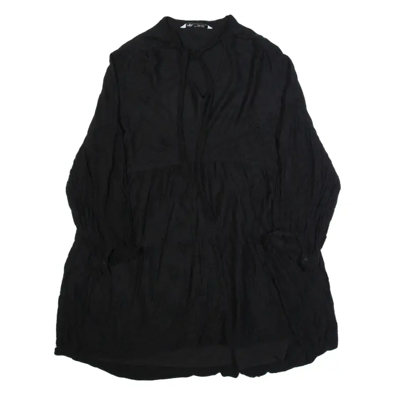ZARA Womens Day Dress Black Long Sleeve Knee Length M