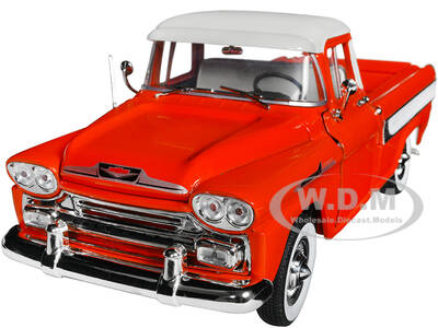 1958 Chevrolet Apache Cameo Pickup Truck Cardinal Red with Wimbledon White Top Limited Edition to 6550 pieces Worldwide 1/24 ...
