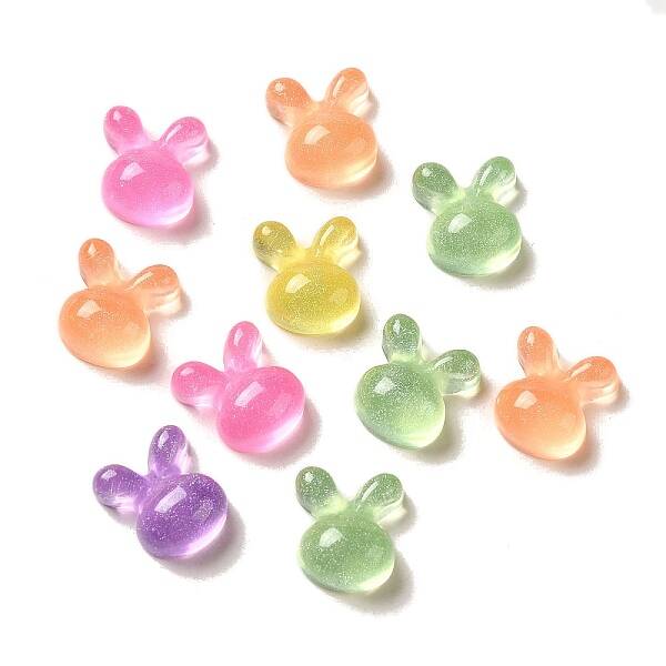 Transparent Resin Decoden Cabochons with Glitter Powder