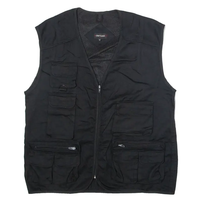 CRAFTLAND Utility Mens Gilet Black Twill 90s M