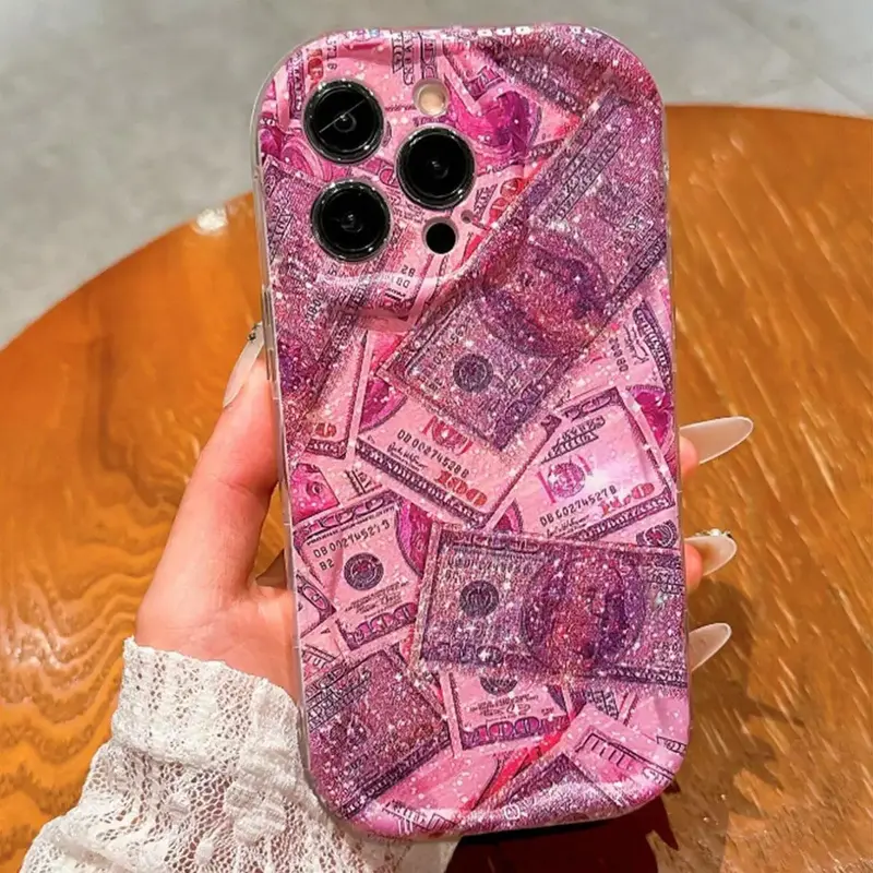 Glitter Money Pattern Phone Case, Anti-drop Cellphone Protective Case, Total Protective Shockproof Mobile Phone Cover for iPh...