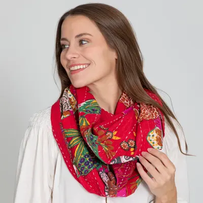 Waves of Color Infinity Scarf | Fair Trade - Red