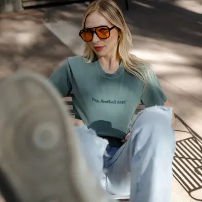 Yay, football day! Tee Embroidered Comfort colors Womenswear Streetwear Tshirt vintage t-shirt