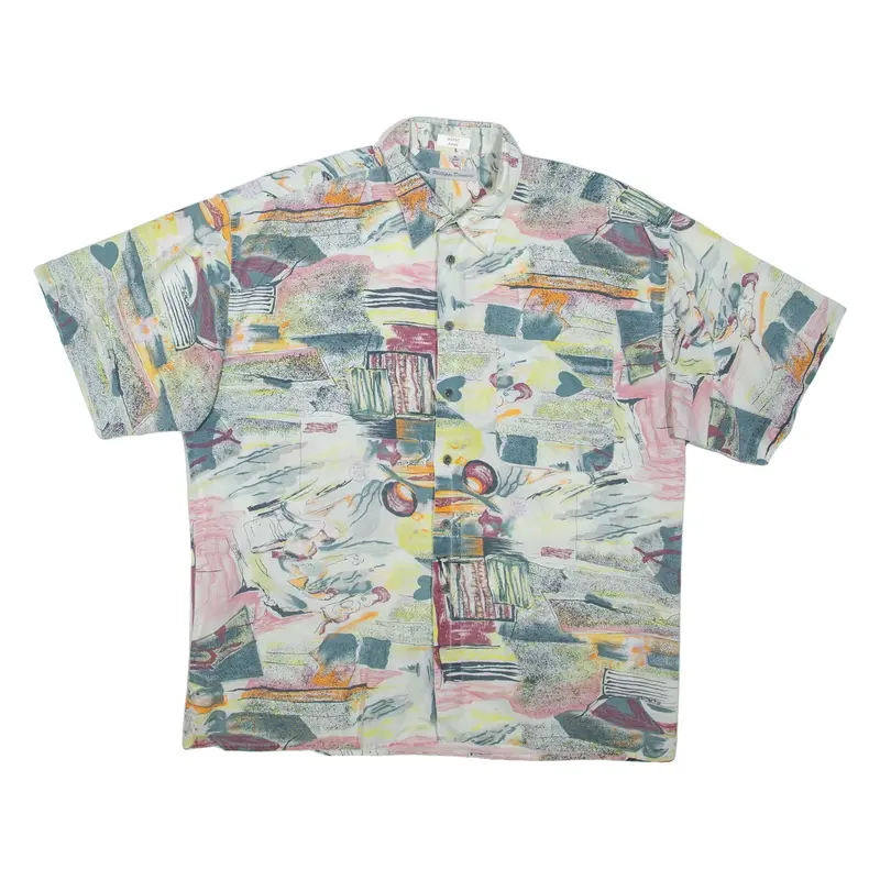 PHILIPPE DARMON Mens Shirt White Crazy Pattern XL