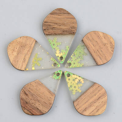 Transparent Resin & Walnut Wood Pendants