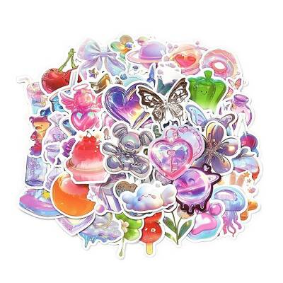 50 Pieces Liquid Metal Creative Waterproof Paper Stickers