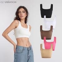 Women's Ribbed Square Neck Crop Tank Top - Stretchy Sleeveless Knit Design, Comfortable Fit for Casual Wear, and Layering - S...